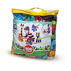 Brinquedo para montar sacola blocolandia 100 pcs - dismat (unidade)