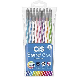 Caneta gel cis spiro 0,7mm 8 cores - sertic (estojo)