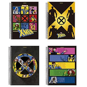 Caderno 10x1 capa dura x-men 160f - animativa (pct.c/04)