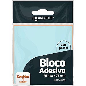 Bloco de recado autoadesivo jocar azul pastel 76x76 100fls - leonora (cx.c/12)