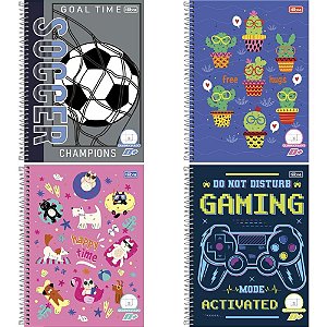 Caderno quadriculado univers. d+ 96fls 1x1cm masc/fem. cd - tilibra (pct.c/04)