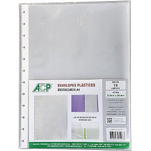 Envelope plastico a4 refil destacaveis 23x30cm - acp (pct.c/10)