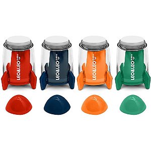 Apontador com deposito dino space foguete 4 cores - leonora (pote-12)
