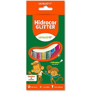 Caneta hidrografica hidrocor 8 cores c/glitter - leonora (estojo)