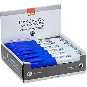 Pincel quadro branco recarregavel azul - brw (cx.c/12)