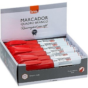 Pincel quadro branco recarregavel vermelho - brw (cx.c/12)