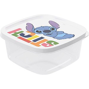 Pote plastico stitch quadrado 1,1l - plasutil (unidade)