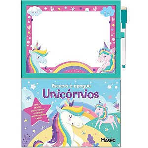 Livro brinquedo ilustrado lousa escreve e apaga unicorni - magic kids (unidade)