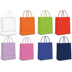 Sacola para presente lisa cores sortidas m 26x19x9cm - cromus (pct.c/10)
