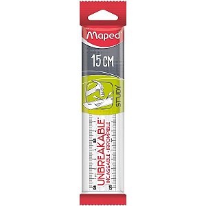 Regua de poliestireno study unbreakable cristal 15cm - maped (blister)