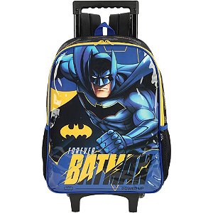 Mochila infantil com rodinha batman azul g c/alca - luxcel (unidade)