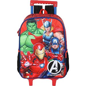 Mochila infantil com rodinha avengers g vermelha c/alca - luxcel (unidade)