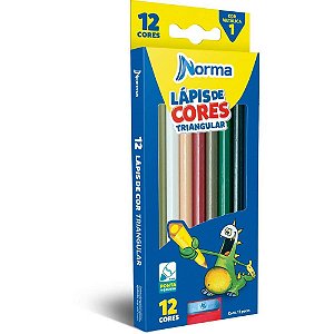 Lapis de cor triangular norma 12 cores c/apontador - maxcril (estojo)