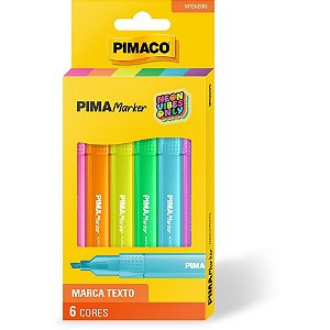 Caneta marca texto pimamarker neon 6 cor. blister - pimaco (blister)