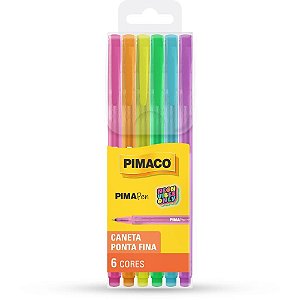 Caneta gel pimapen neon 6 cores - pimaco (blister)
