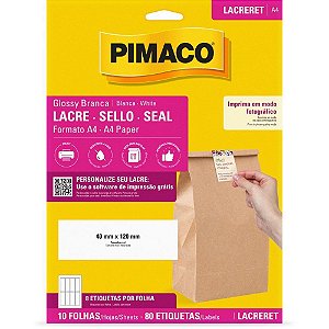 Etiqueta a4 lacre retangular 40x120mm 10fl - pimaco (cx.c/80)