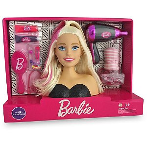Boneca barbie styling head hair - pupee brinquedos (unidade)