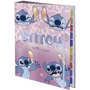Fichario cartonado stitch c/elastico completo - dac (unidade)