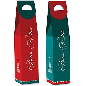 Embalagem para garrafa natal caixa real 8,5x8,5x39cm - packpel (pct.c/10)