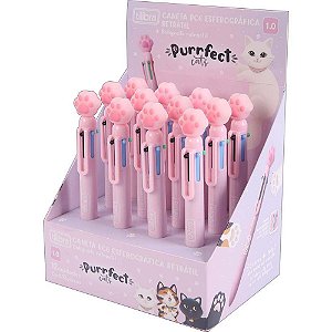 Caneta esferografica purrfect cats 6 cores retratil - tilibra (dp.c/12)