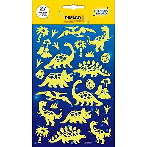 Adesivos decorados dino brilha escuro 1fl 27 etiq - pimaco (cartela)