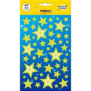 Adesivos decorados estrela brilha escuro 47 etiq - pimaco (cartela)