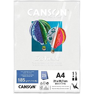 Papel a4 color iris vivaldi branco 185g - canson (pct.c/25)