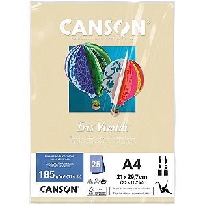 Papel a4 color iris vivaldi creme 185g - canson (pct.c/25)