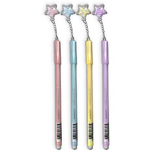 Caneta apagavel gel 0.5mm c/pingente estrela - leonora (dp.c/12)