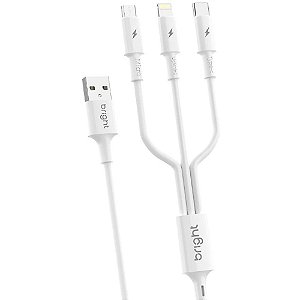 Cabo usb lightning tipo- c 2.0a 3em1 mi - bright (unidade)