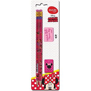 Kit escolar minnie 2lap+1apon+1borracha - molin (unidade)