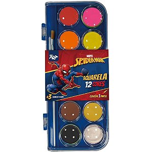 Aquarela escolar spider-man 12 cores c/pincel - dac (unidade)