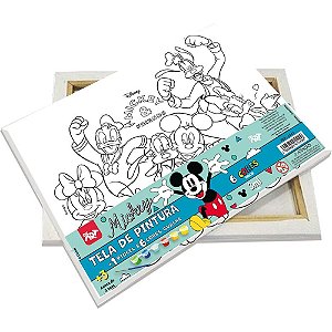 Brinquedo para colorir mickey tinta guache c/tela - dac (kit)