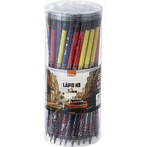 Lapis preto redondo decorado hb xtreme c/borracha 4mod. - brw (pote-72)