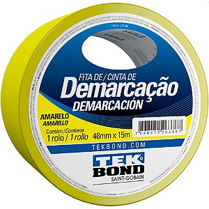 Fita para demarcacao de solo pvc amarela 48mmx15m - tekbond (unidade)