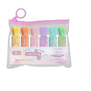 Caneta marca texto mini candy duas pontas 6 cores - tilibra (estojo)