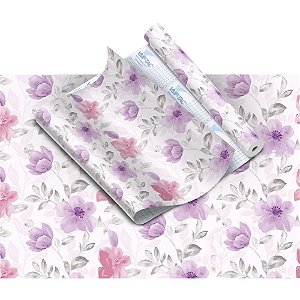 Plastico adesivo 45cmx10m floral lilas - v.m.p. (rolo)