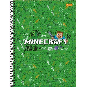 Caderno 01x1 capa dura minecraft  80f - foroni (pct.c/04)