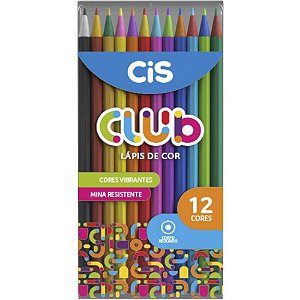 Lapis de cor redondo cis club resina 12 cores - sertic (estojo)