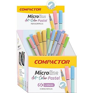 Caneta com ponta porosa microline 1,0mm 8 cores pastel - compactor (dp.c/60)