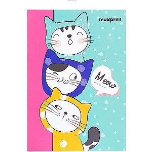Caderno a5 gatinhos mod2 60fls 15x21cm - maxprint (unidade)