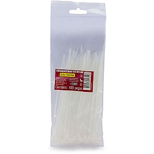 Abracadeira nylon branca 2,5x150mm. - force line (pct.c/100)
