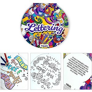 Livro de colorir lettering 24pgs 17,5cm - magic kids (unidade)