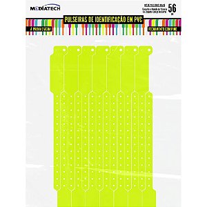 Pulseira identificacao pvc amarelo c/pino - tecnomidia (pct.c/56)