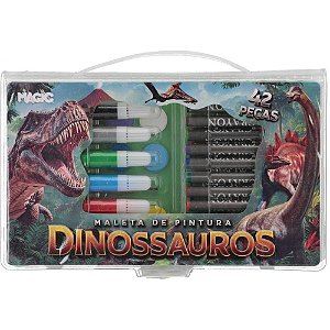 Maleta para pintura dinossauros 42 pecas 23,5x14cm - magic kids (unidade)
