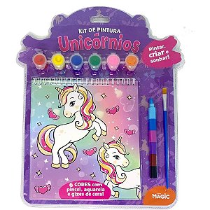 Livro aquarela unicornios c/guache e giz - magic kids (unidade)