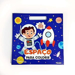 Livro com adesivos 100 adesivos espaco 28x28cm - magic kids (unidade)