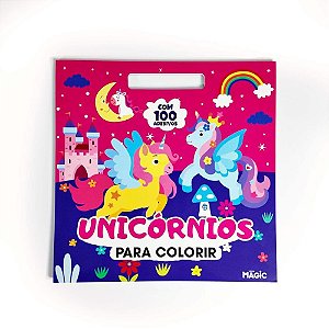 Livro com adesivos 100 adesivos unicornios 28x28c - magic kids (unidade)