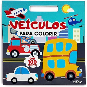 Livro com adesivos 100 adesivos veiculos 28x28cm - magic kids (unidade)