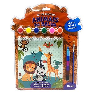 Livro infantil colorir animais da selva c/guache giz - magic kids (unidade)